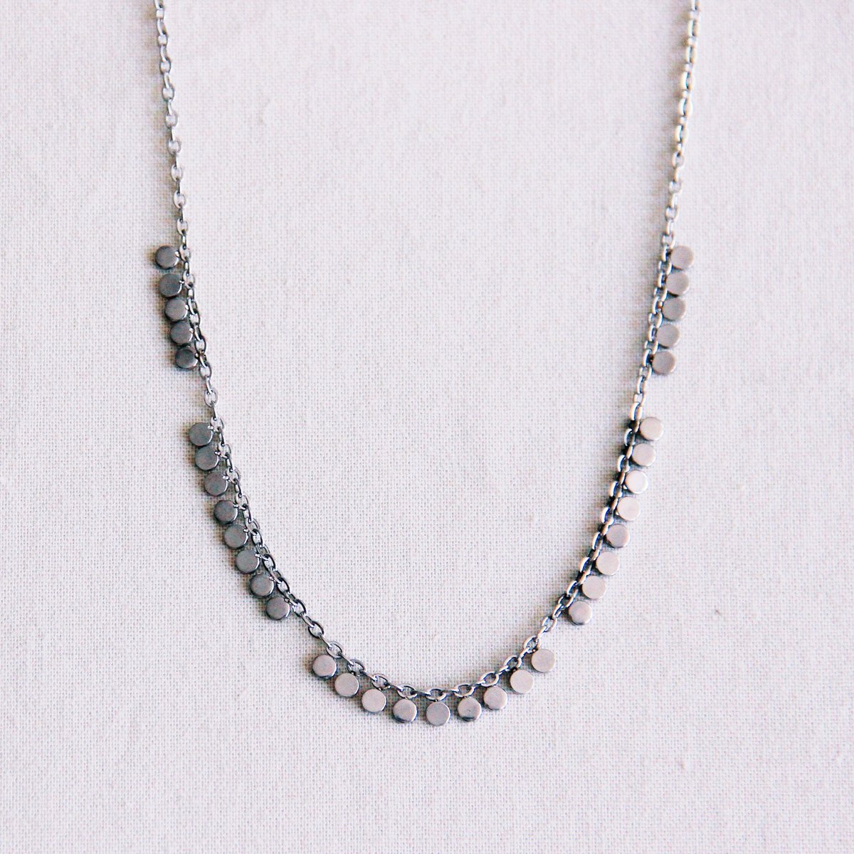 Edelstalen fijne muntketting - zilver