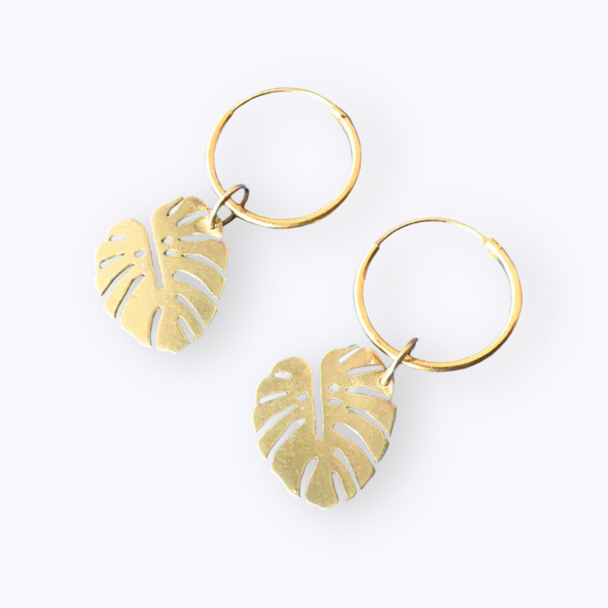 Monstera golden earrings hoops