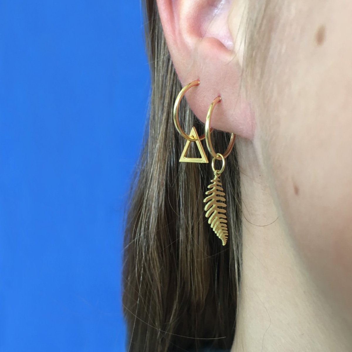 Fern golden earrings hoops