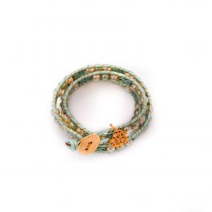 Icegreen, wikkelarmband, armband, leder, bedeltje, hartje, kralen, beads